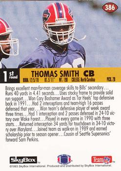 1993 SkyBox Impact #386 Thomas Smith Back
