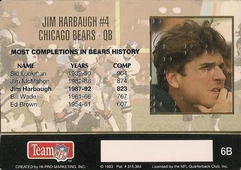 1993 Action Packed - Quarterback Club Braille #6B Jim Harbaugh Back
