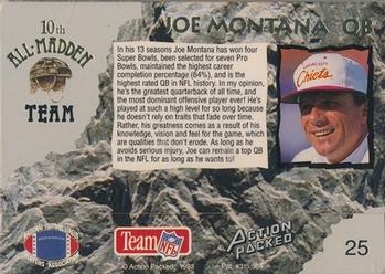 1993 Action Packed All-Madden #25 Joe Montana Back