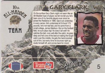 1993 Action Packed All-Madden #5 Gary Clark Back
