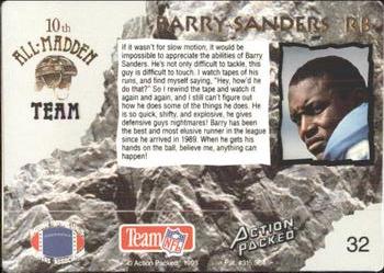 1993 Action Packed All-Madden #32 Barry Sanders Back