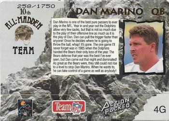 1993 Action Packed All-Madden - 24K Gold #4G Dan Marino Back