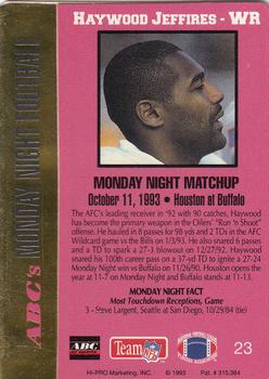1993 Action Packed Monday Night Football #23 Haywood Jeffires Back