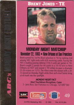 1993 Action Packed Monday Night Football #49 Brent Jones Back