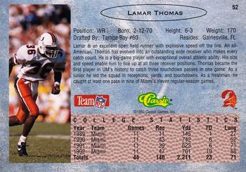 1993 Classic - Gold #52 Lamar Thomas Back