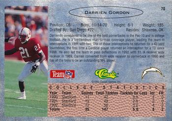 1993 Classic - Gold #70 Darrien Gordon Back