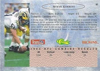 1993 Classic - Gold #91 Steve Everitt Back