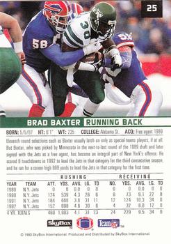 1993 SkyBox Premium #25 Brad Baxter Back