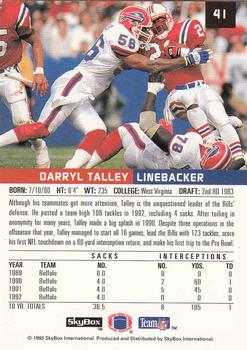 1993 SkyBox Premium #41 Darryl Talley Back