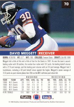 1993 SkyBox Premium #70 Dave Meggett Back