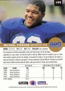 1993 SkyBox Premium #144 Michael Strahan Back