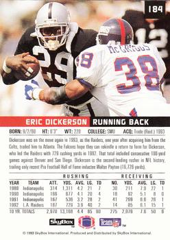 1993 SkyBox Premium #184 Eric Dickerson Back