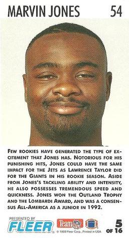1993 GameDay - Rookie Standouts #5 Marvin Jones Back