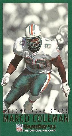 1993 GameDay - Second Year Stars #6 Marco Coleman Front