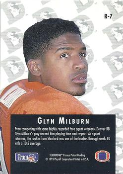 1993 Playoff - Rookie Roundup Exchange #R-7 Glyn Milburn Back