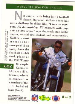1993 Pro Line Profiles #602 Herschel Walker Back