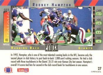 1993 Pro Set Power - Gold #27 Rodney Hampton Back