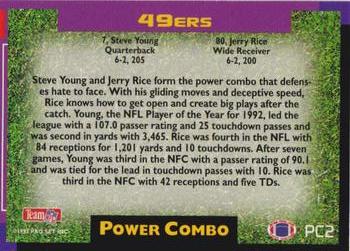 1993 Pro Set Power Update - Combos Gold #PC2 Jerry Rice / Steve Young Back
