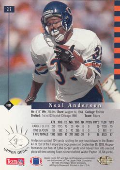 1993 SP #37 Neal Anderson Back