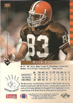 1993 SP #57 Mark Carrier Back