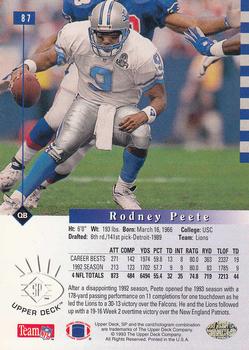 1993 SP #87 Rodney Peete Back