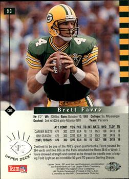 1993 SP #93 Brett Favre Back