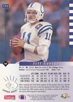 1993 SP #113 Jeff George Back