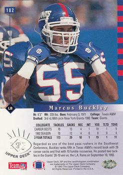1993 SP #182 Marcus Buckley Back