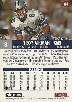 1993 SkyBox Impact - Color Foils #66 Troy Aikman Back