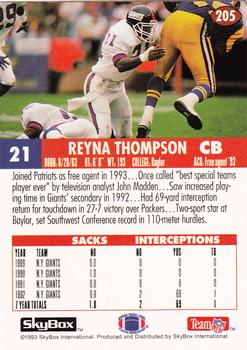 1993 SkyBox Impact - Color Foils #205 Reyna Thompson Back