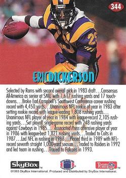 1993 SkyBox Impact - Color Foils #344 Eric Dickerson Back