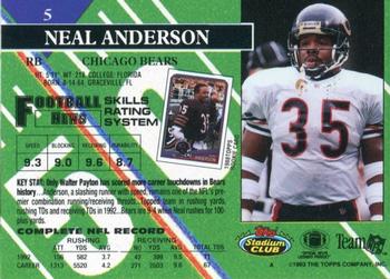1993 Stadium Club - Members Only #5 Neal Anderson Back