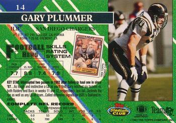 1993 Stadium Club - Members Only #14 Gary Plummer Back