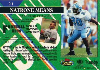 1993 Stadium Club - Members Only #21 Natrone Means Back