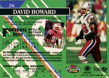 1993 Stadium Club - Members Only #26 David Howard Back