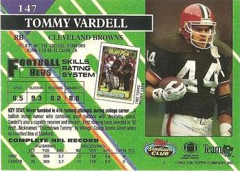 1993 Stadium Club - Members Only #147 Tommy Vardell Back