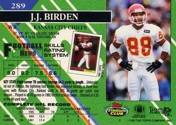 1993 Stadium Club - Members Only #289 J.J. Birden Back