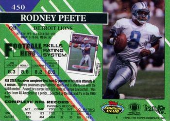 1993 Stadium Club - Members Only #450 Rodney Peete Back