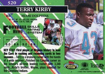 1993 Stadium Club - Members Only #520 Terry Kirby Back