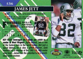 1993 Stadium Club - Members Only #536 James Jett Back