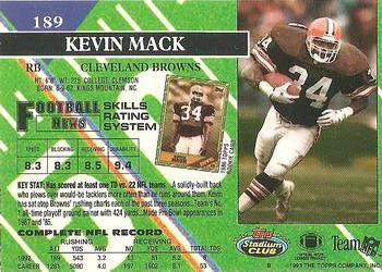 1993 Stadium Club - Super Bowl XXVIII Super Teams Exchange #189 Kevin Mack Back