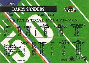 1993 Stadium Club - Super Bowl XXVIII Super Teams Exchange #496 Barry Sanders Back
