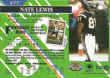 1993 Stadium Club #177 Nate Lewis Back