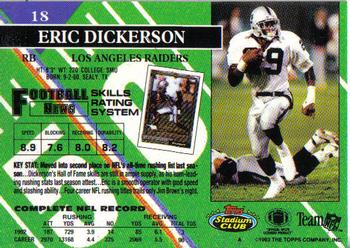 1993 Stadium Club #18 Eric Dickerson Back