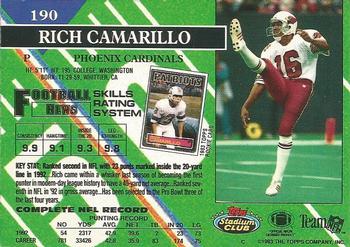 1993 Stadium Club #190 Rich Camarillo Back