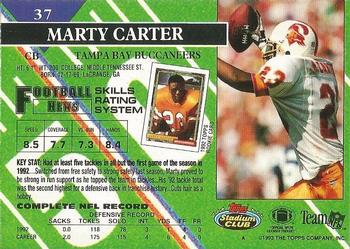 1993 Stadium Club #37 Marty Carter Back