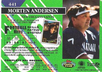 1993 Stadium Club #441 Morten Andersen Back
