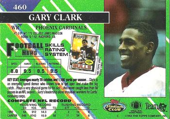 1993 Stadium Club #460 Gary Clark Back