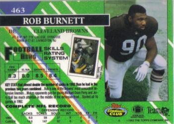 1993 Stadium Club #463 Rob Burnett Back