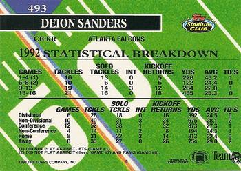 1993 Stadium Club #493 Deion Sanders Back
